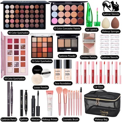 CHAFFUL All-in-One Makeup Kit for Women | Complete Gift Set with Foundation & Brushes