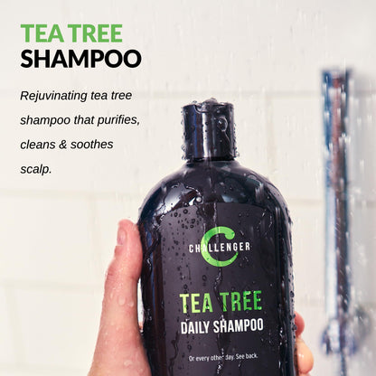 Challenger Tea Tree Shampoo | Sulfate-Free Formula with Argan Oil, Biotin & Keratin | For Itchy & Dry Scalp | 16oz