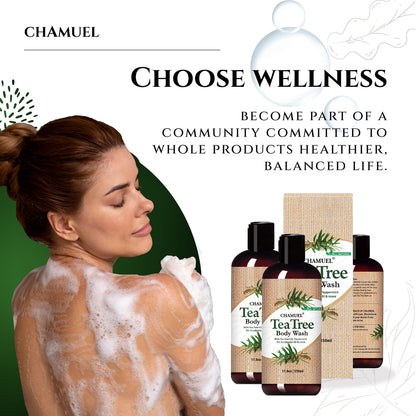 Chamuel Tea Tree Body Wash – 100% Natural, Gentle Cleanse for All Skin Types (11.8 oz)
