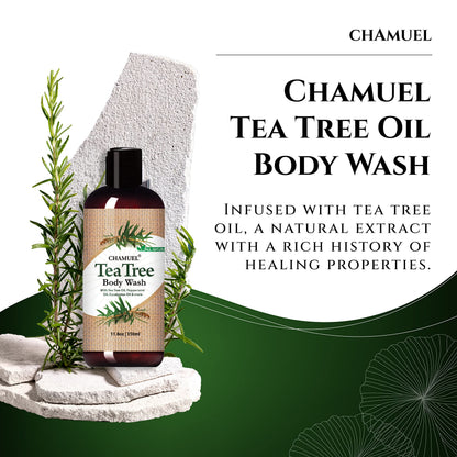 Chamuel Tea Tree Body Wash – 100% Natural, Gentle Cleanse for All Skin Types (11.8 oz)