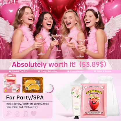 CHANGARLOAD 70-piece Spa Party Kit for 10 | Girls Spa Night Set with Masks, Balms, Bath Bombs