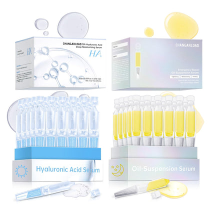 CHANGARLOAD Ultra Hydrating Set: 5% Hyaluronic Acid + Emergency Repair Oil Serum for Sensitive, Dry & Damaged Skin