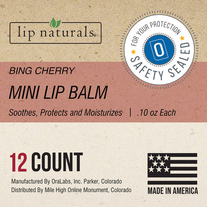 CHAP-ICE Lip Naturals Mini Bing Cherry Lip Balm SPF 15 - 12-Pack, Made in USA