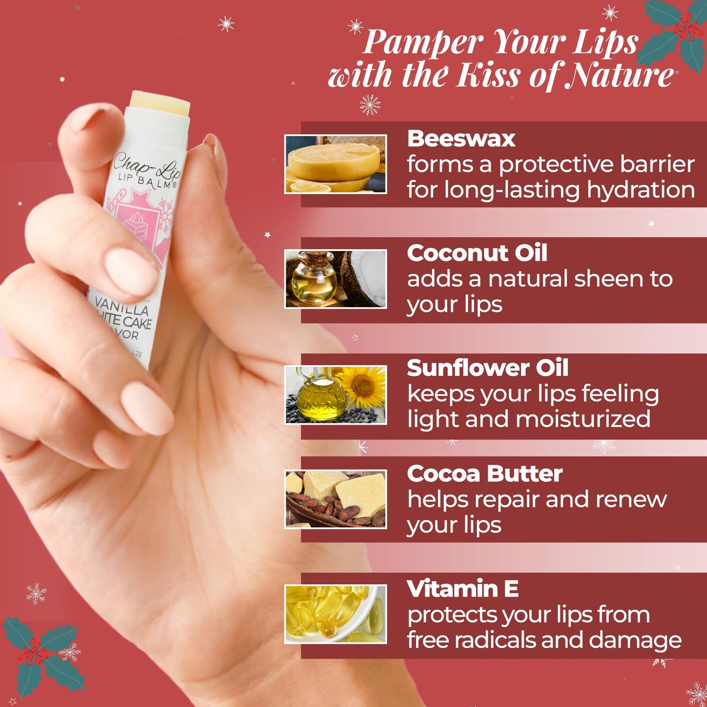 Chap-Lip Lip Balm Set — 100% Natural, Beeswax & Cocoa Butter, Petroleum-Free (8 Count, 2 Pack) – Christmas Gift for Her