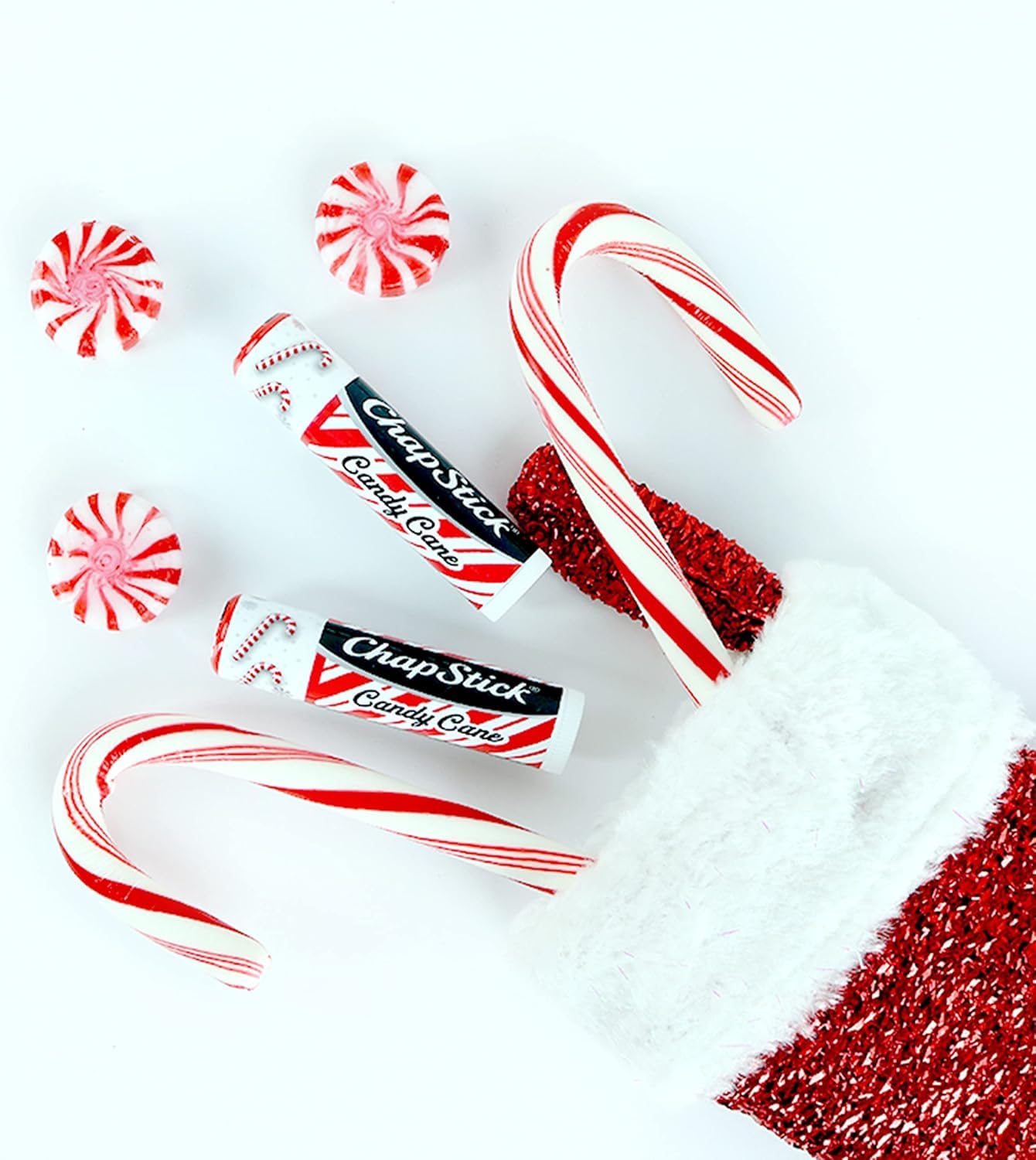 ChapStick Candy Cane Bulk Lip Balm – 12 Sticks Fresh Mint Moisturizer | Stocking Stuffers