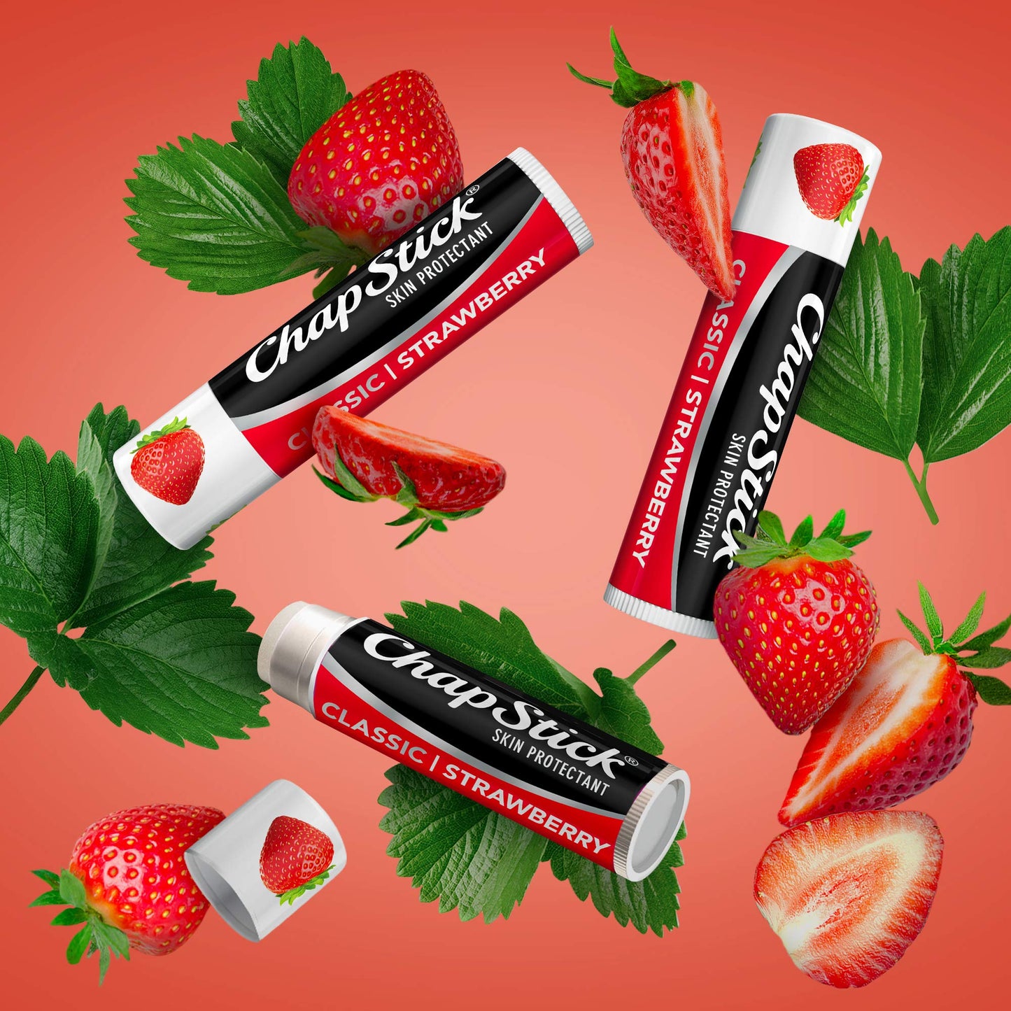 ChapStick Classic Strawberry Lip Balm – 6 Count, Sheer Tint Moisturizer