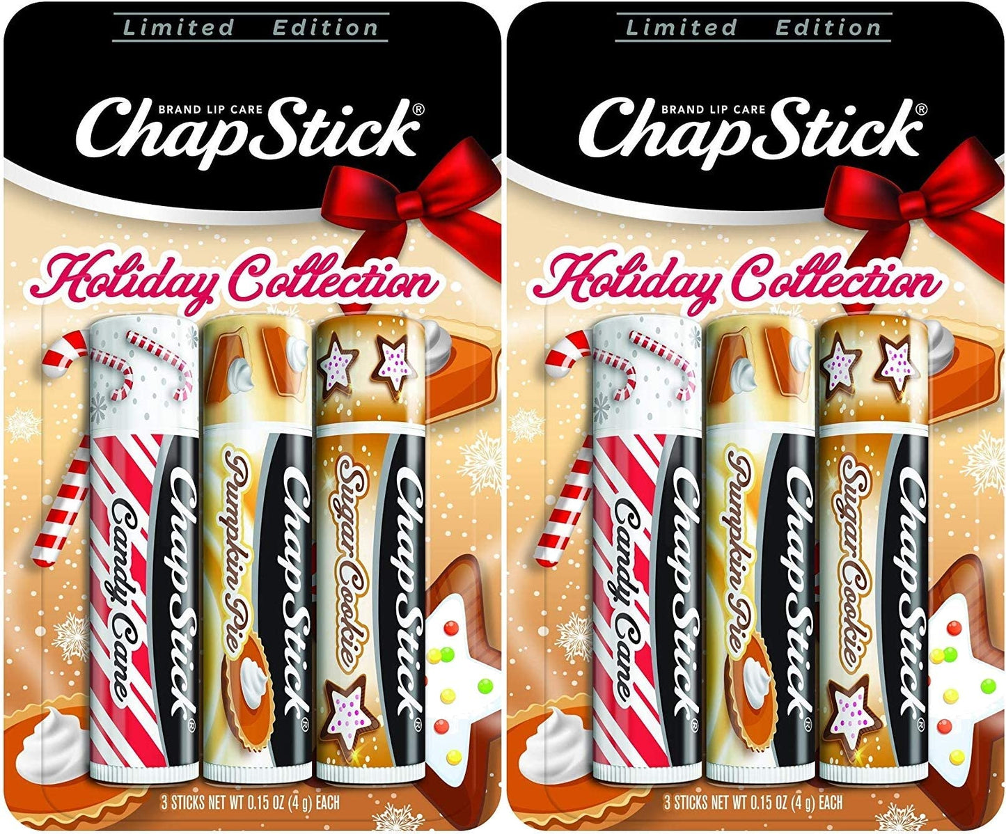 ChapStick Holiday Limited Edition Lip Balm Set – Candy Cane, Pumpkin Pie & Sugar Cookie (6 Sticks)