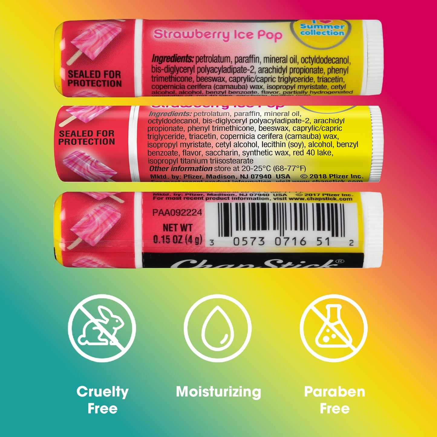 ChapStick Lip Moisturizer Strawberry Ice Pop – 12-Pack Limited Edition Lip Balm