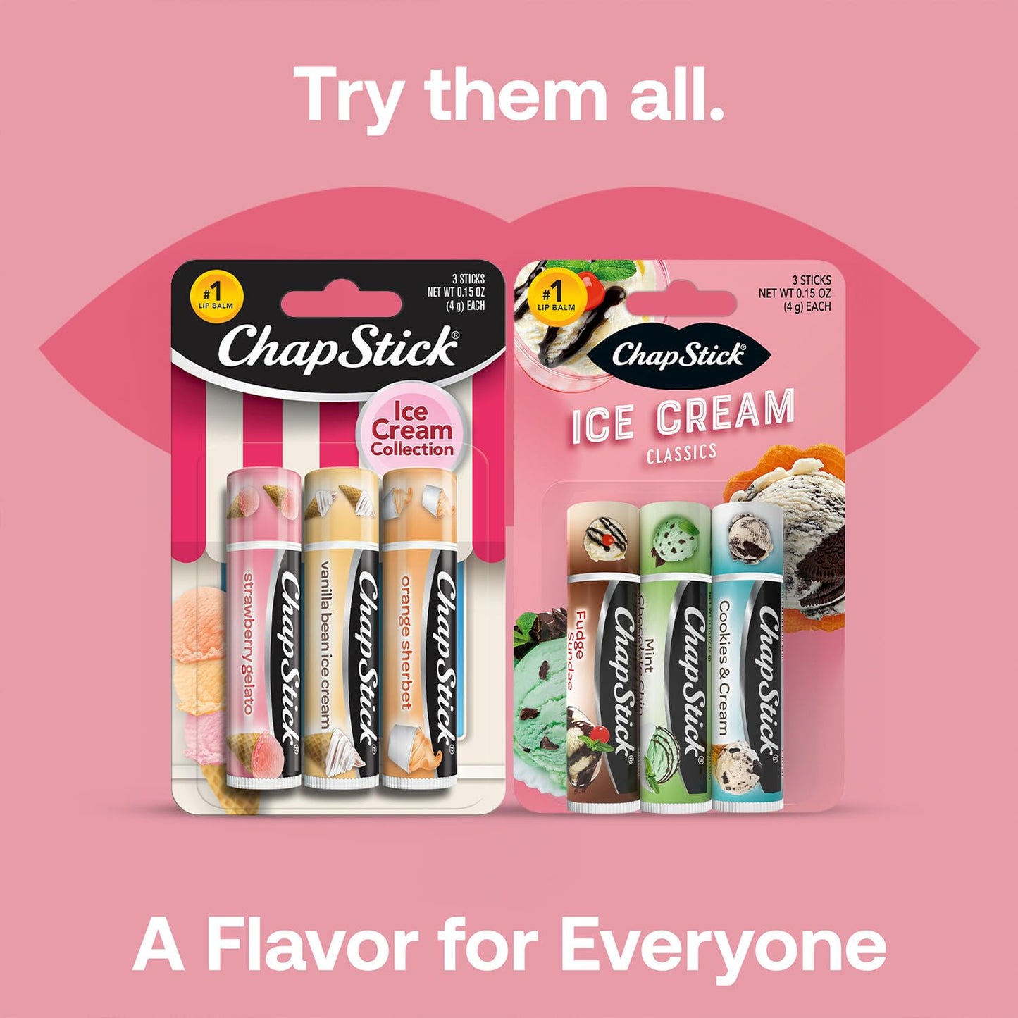 ChapStick Lip Balm Ice Cream Collection 3-Pack + Ice Cream Classics 3-Pack