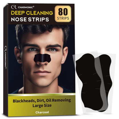 Charmonic 80 Pcs Blackhead Remover Pore Strips – Charcoal Nose Strips for Pore Cleaning (Large Size)