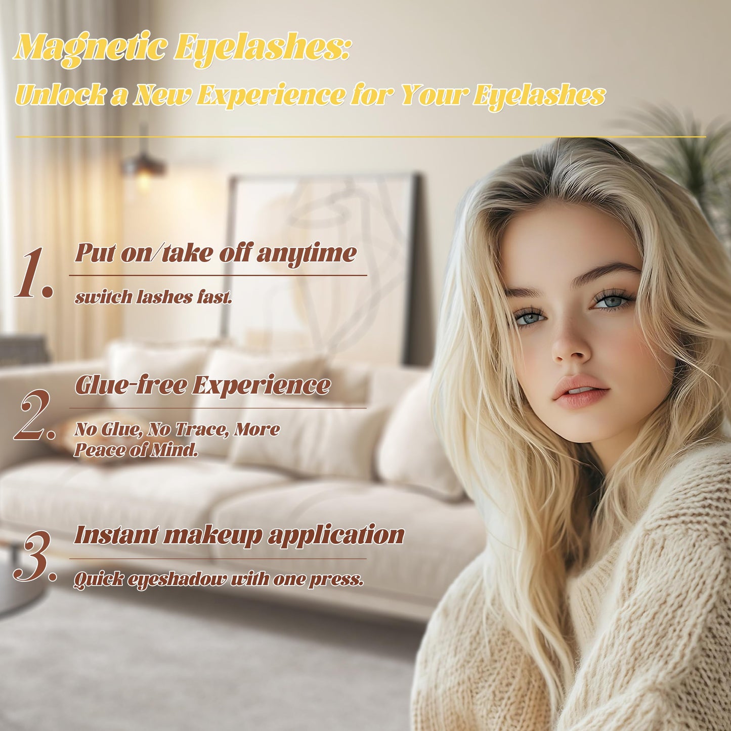 Chensplend Magnetic Eyelashes with Applicator – Feathery, Natural Look, Glue-Free Lashes (M04)
