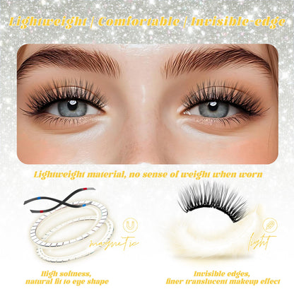 CHENSPLEND Magnetic Eyelashes with Applicator CK03 – Cat Eye Style, Reusable Lashes, No Glue Needed