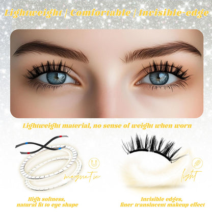 Chensplend Magnetic Eyelashes with Applicator – Feathery, Glue-Free, Easy Wear Kit