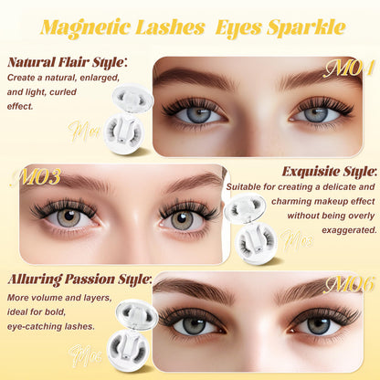 CHENSPLEND Magnetic Eyelashes with Applicator (M03) – Feathery, Reusable Lashes, No Glue Needed