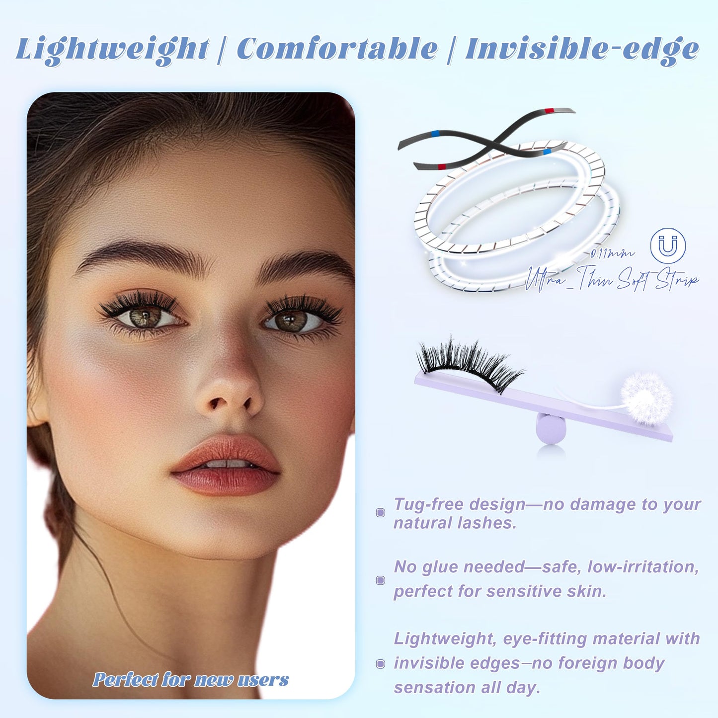 CHENSPLEND Upgrade Magnetic Eyelashes N03 with Applicator — Glue-Free, Easy Apply
