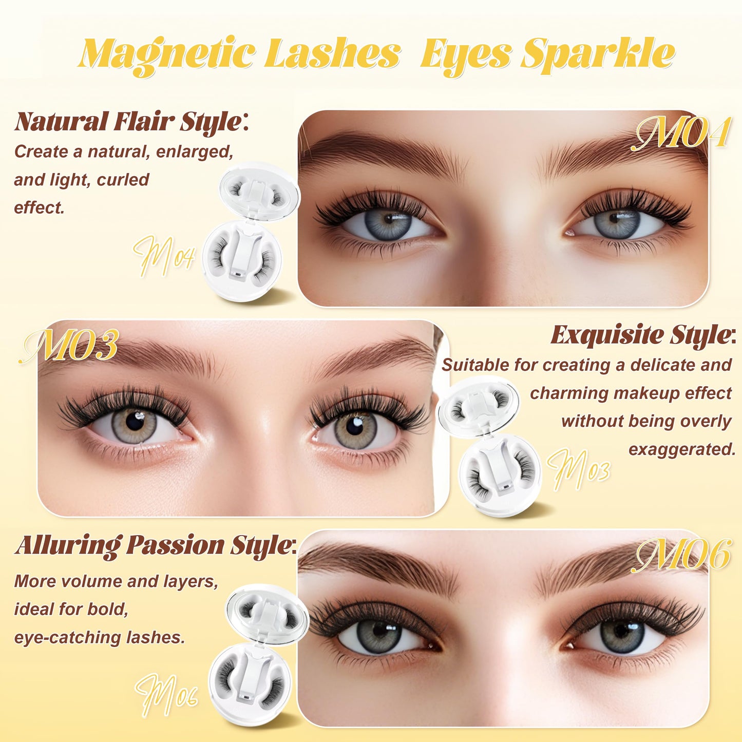 Chensplend Magnetic Eyelashes with Applicator – Feathery, Natural Look, Glue-Free Lashes (M04)