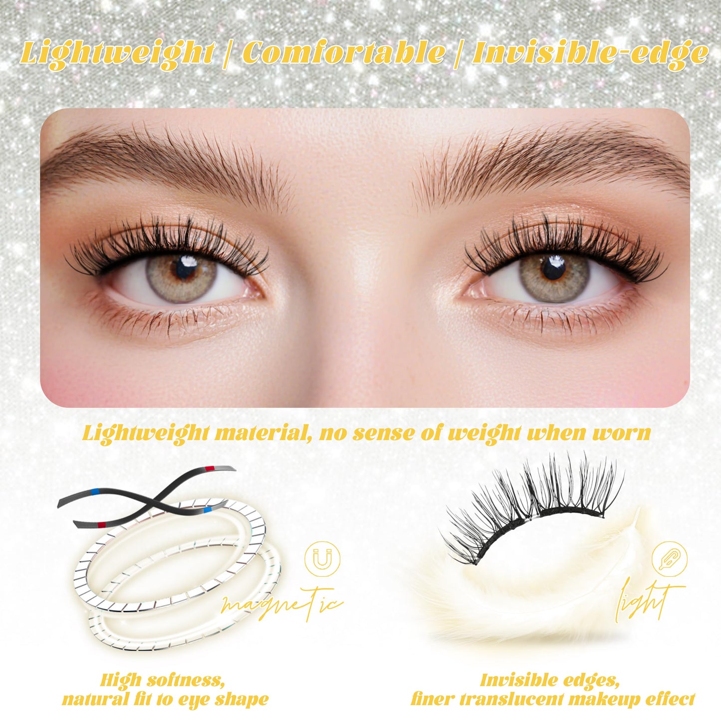 Chensplend Magnetic Eyelashes with Applicator - Upgrade Soft Reusable Lashes (W04)