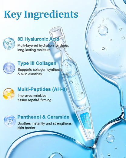 CHEOKINGBA 4% Hyaluronic Acid Serum – 8D Hydration, 20,000ppm Acetyl Hexapeptide-8, Korean Single-Use Ampoules, 30pcs