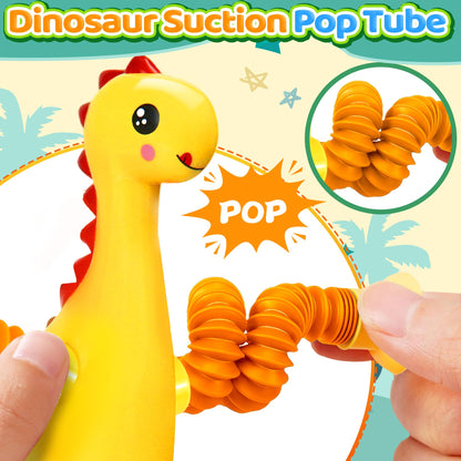 CHESLICR 4Pcs Dinosaur Travel Toys for Toddlers – Sensory Suction Cup Dino Activities