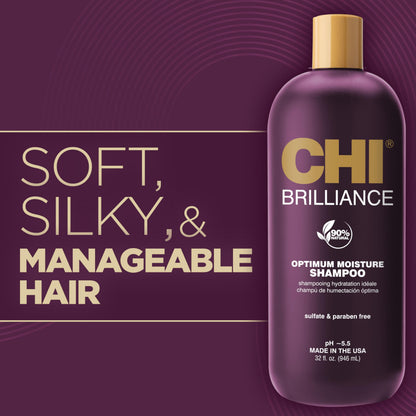 CHI Deep Brilliance Optimum Moisture Shampoo — Olive & Monoi Hydration, Sulfate-Free