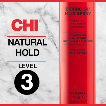 CHI Enviro 54 Hairspray – Natural Hold, Lightweight Finish, 10 oz (Sulfate & Paraben-Free)