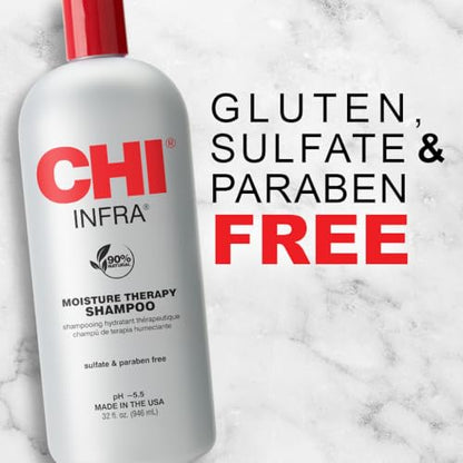 CHI Infra Shampoo — Hydrating, Heat-Damage Protection for All Hair Types | 32 oz | Sulfate & Paraben Free, Cruelty-Free