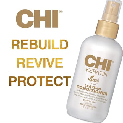 CHI Keratin Leave-in Conditioner – White, 12 oz, Pack of 2 | Reconstructing Hair Care