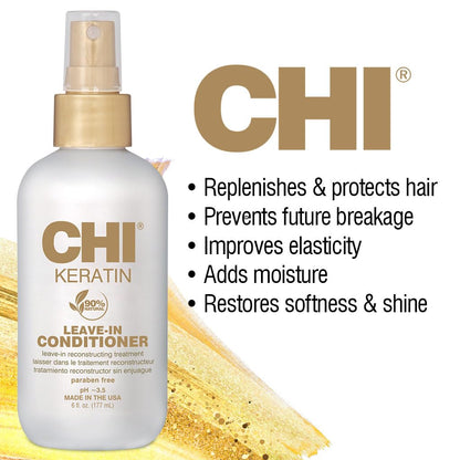 CHI Keratin Leave-in Conditioner – White, 12 oz, Pack of 2 | Reconstructing Hair Care