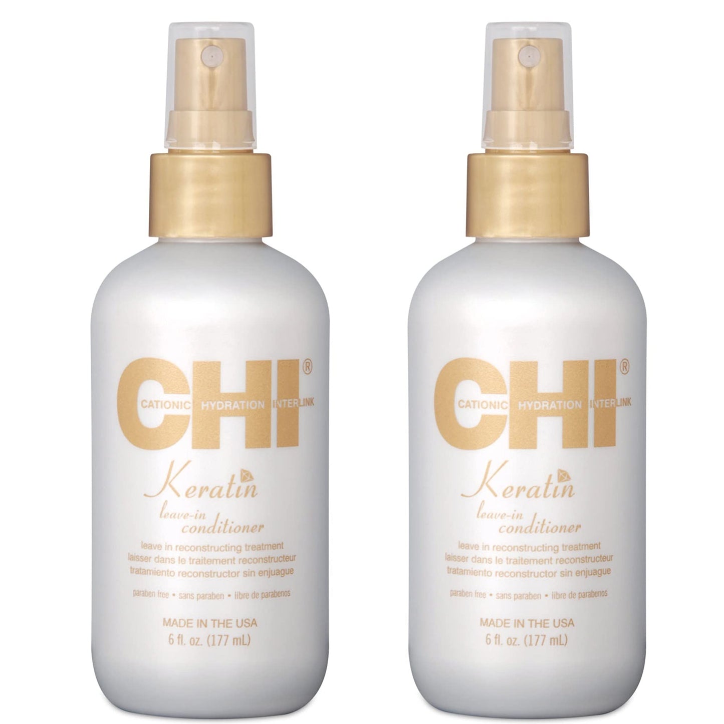 CHI Keratin Leave-in Conditioner – White, 12 oz, Pack of 2 | Reconstructing Hair Care