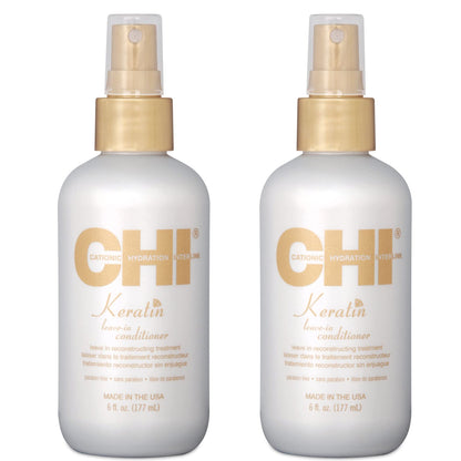 CHI Keratin Leave-in Conditioner – White, 12 oz, Pack of 2 | Reconstructing Hair Care