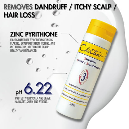 Chihtsai No.3 Shampoo for Hair Loss – Dandruff Elimination & Itchy Scalp Relief (8.3oz)