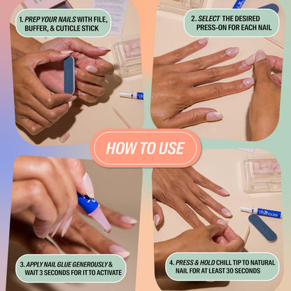 Chillhouse Muddy Waters Press-On Nails Kit (Square - Short) – 30 Shapes & Sizes, Up to 2 Weeks Wear