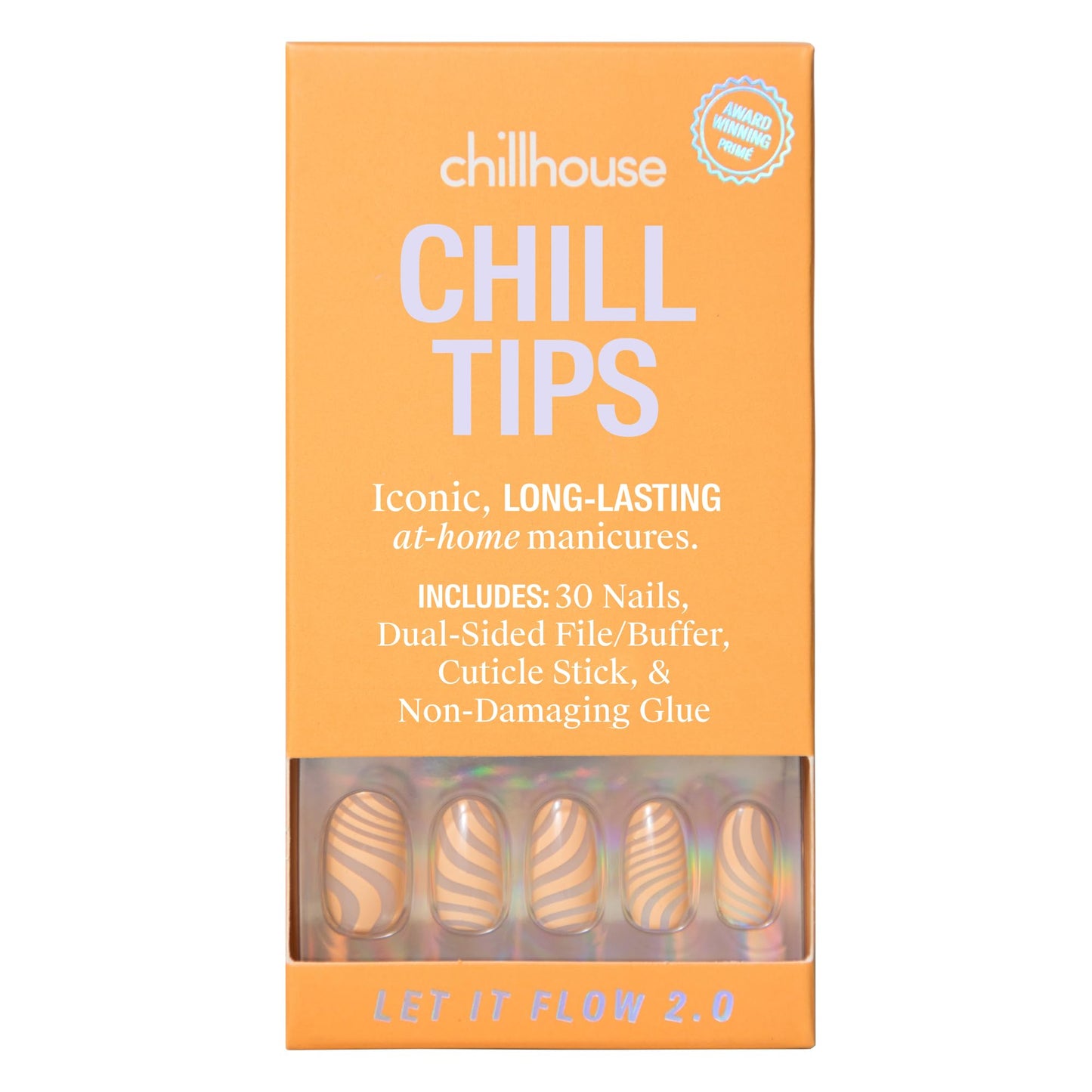 Chill Tips Let It Flow 2.0 Oval Press-On Nails Kit — 24 Shapes, Up to 2 Weeks Wear