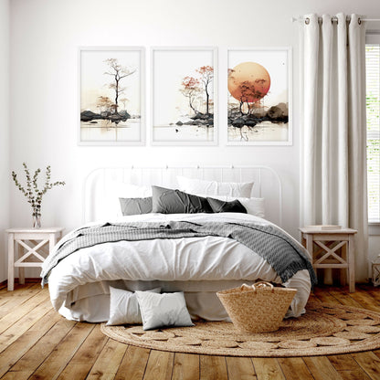 Chinese Wall Art | Set of 3 Asian Inspired Wall art Prints