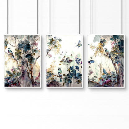 Bathroom prints in uk | set of 3 Chinoiserie wall prints