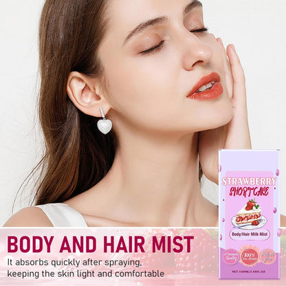 Chinosuo Strawberry Shortcake Body Hair Milk Spray – Vanilla Cream Puff Fragrance
