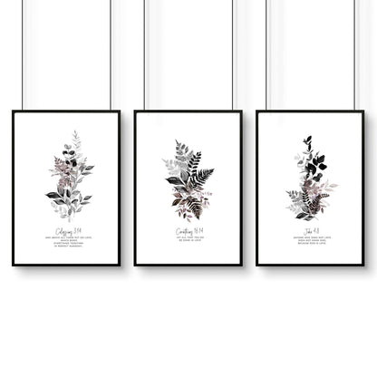 Christian art wall for bedroom | set of 3 wall art prints