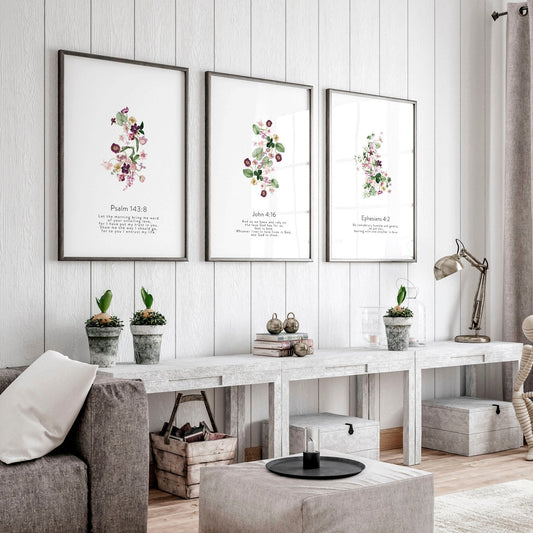 Large art for living room | set of 3 Christian wall art prints