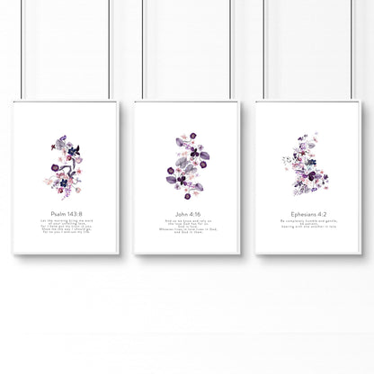 Christian verse posters for bedroom | set of 3 wall art prints