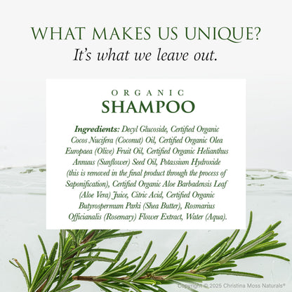 Christina Moss Naturals Shampoo – Organic, Sulfate-Free, Paraben-Free, Cruelty-Free, Unscented