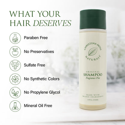 Christina Moss Naturals Shampoo – Organic, Sulfate-Free, Paraben-Free, Cruelty-Free, Unscented