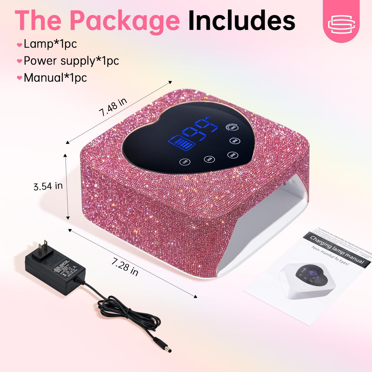 CHRISTINE SHELLY UV LED Nail Lamp 72W – Rechargeable Wireless Nail Dryer with 5 Timers