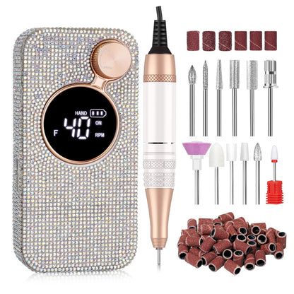 CHRISTINE SHELLY Electric Nail Drill 40000RPM – Cordless E-File Kit with 12 Bits