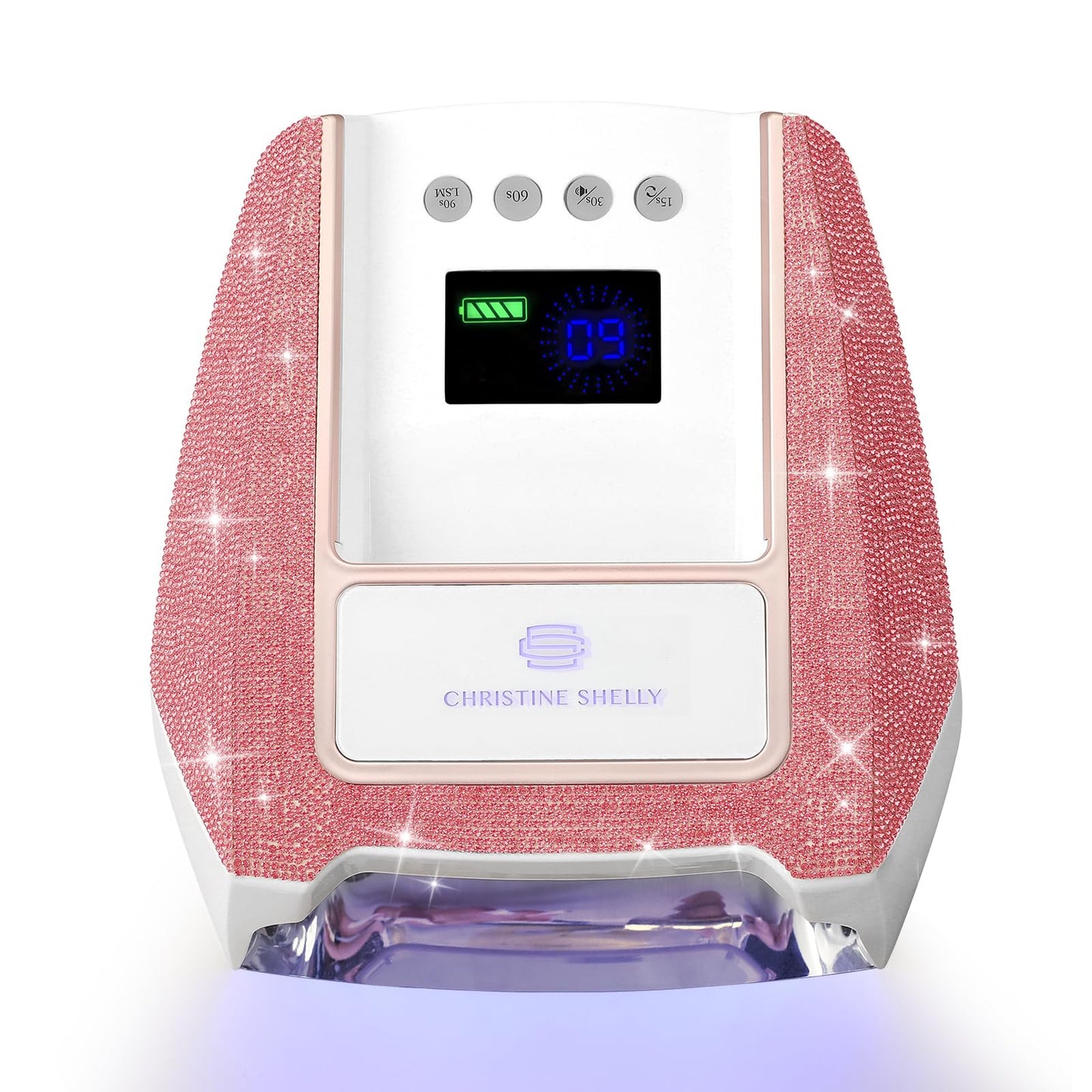 CHRISTINE SHELLY UV Nail Lamp – Cordless Gel Light with Auto Sensor, 4 Timers, 96W, Pink Diamond