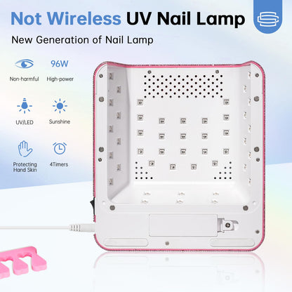 CHRISTINE SHELLY UV Nail Lamp 96W | Fast Gel Curing, 4 Timer Settings, Touch Control