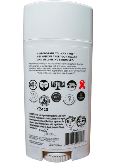 Christopher's Organics Peppermint Deodorant – USDA Organic Certified & Fair-Trade (2.5 oz)