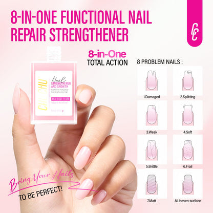 CHUCHU Nail Strengthener 8-in-1 – Growth, Ridge Filler, Base & Top Coat (15ml)