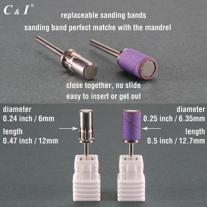 C & I Nail Sanding Bands 100 Pcs + Upgrade Mandrel – 8 Grits (Pink, #120 Coarse)