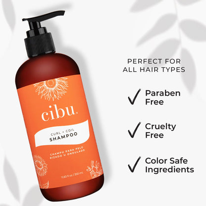 CIBU Curl + Coil Shampoo – Defines, Hydrates & Smooths Frizz-Free Curls (350ml)