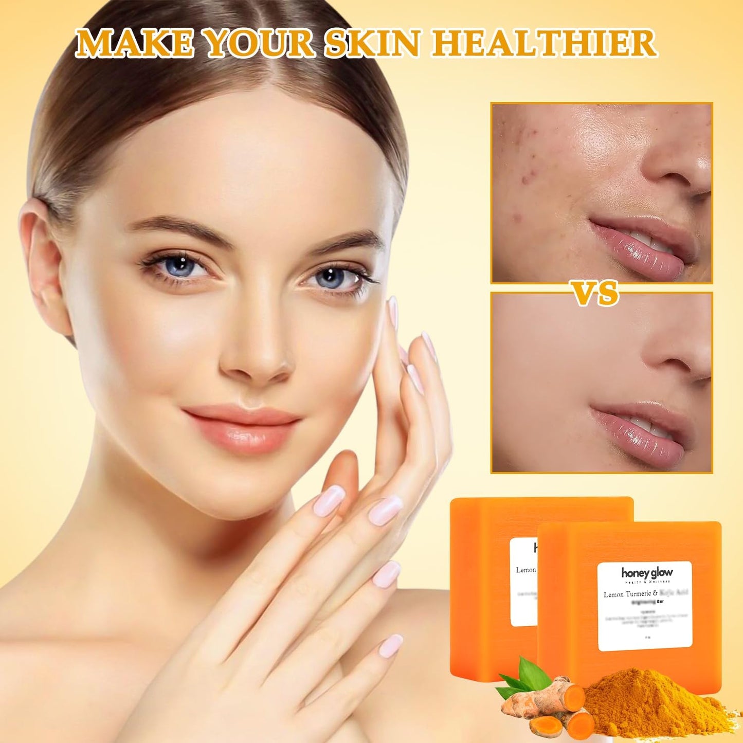 cijikos Honey Glow Lemon Turmeric Kojic Soap Bar – 2PCS for Face & Body